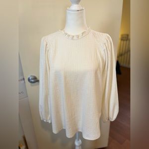 ANTHROPOLOGIE Current Air Cream Textured Long-Sleeve Size XL